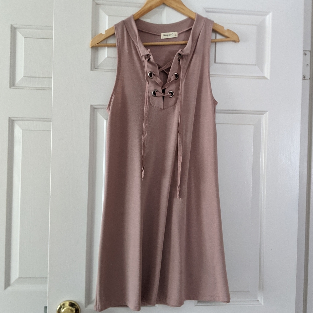 {Ginger G} Lace Up Tank Dress - Picture 2 of 5